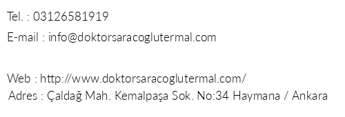 Doktor Saraolu Termal Otel telefon numaralar, faks, e-mail, posta adresi ve iletiim bilgileri